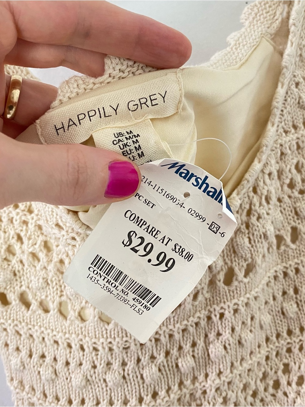 Happily Grey Crochet Tank Top Womens Size Medium New NWT Cream Ivory Crop Lace - Picture 5 of 7